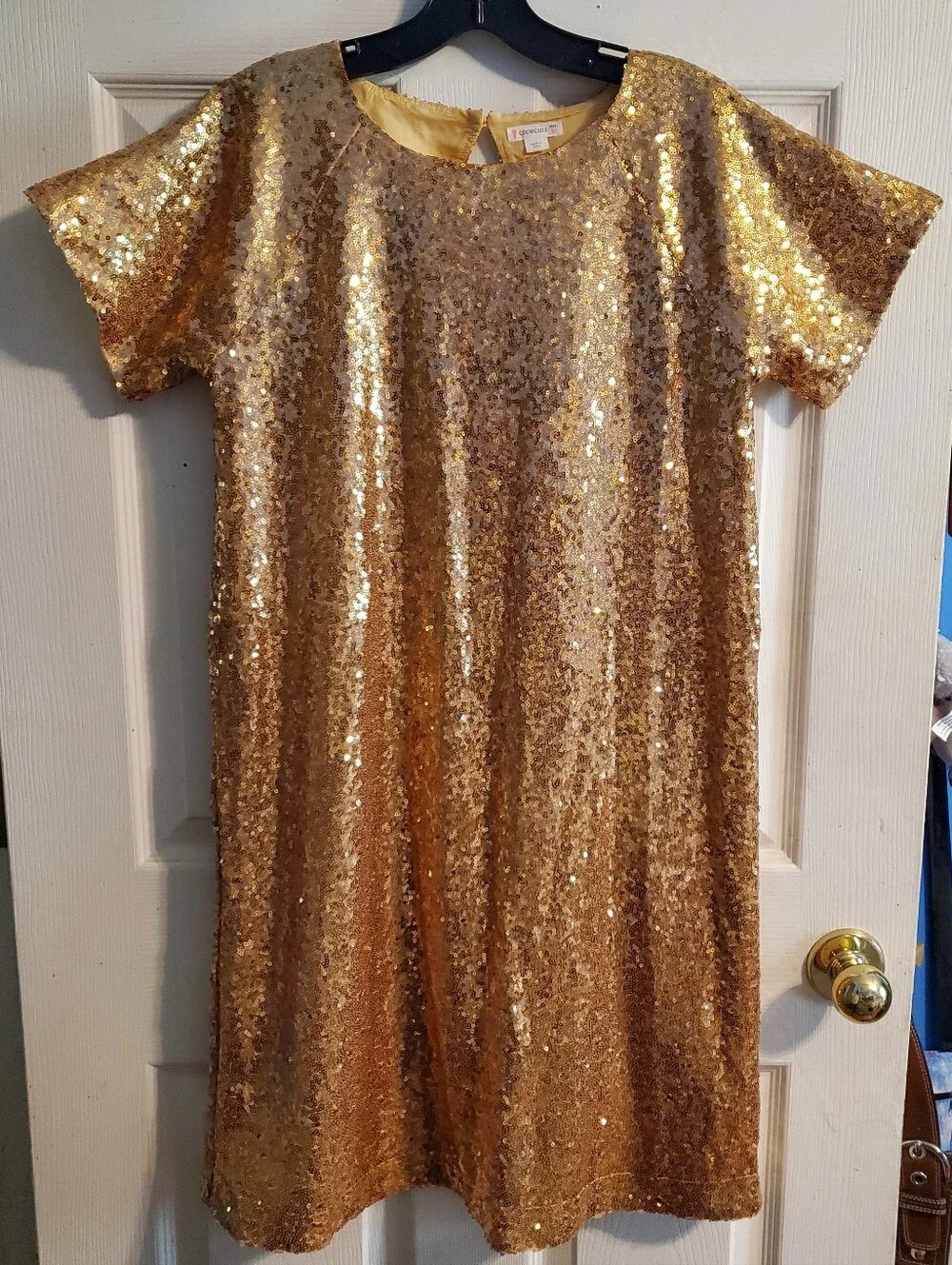 Crewcuts for J. Crew Gold Sequin Short Sleeve Dress